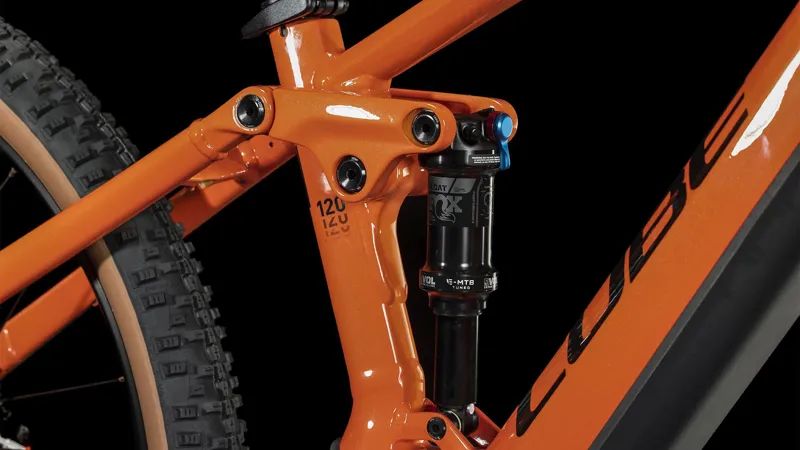 Cube Stereo Hybrid 120 Race 750 eMountain Bike in Spark Orange-3